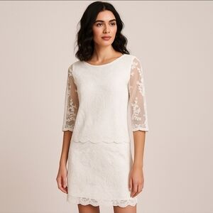 Selected Femme “Nessie” 3/4 Sleeve Lace Dress EU 34 / XS NWT Snow White